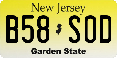 NJ license plate B58SOD