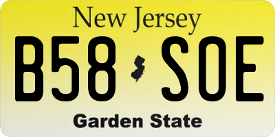 NJ license plate B58SOE