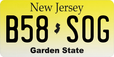 NJ license plate B58SOG