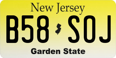 NJ license plate B58SOJ