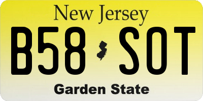 NJ license plate B58SOT