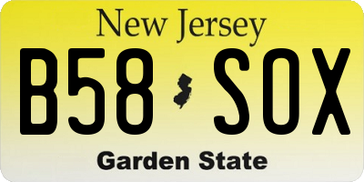 NJ license plate B58SOX