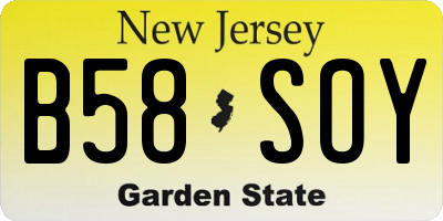 NJ license plate B58SOY