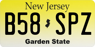 NJ license plate B58SPZ