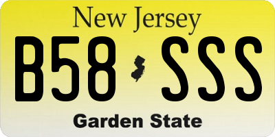 NJ license plate B58SSS