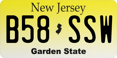 NJ license plate B58SSW