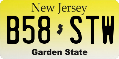NJ license plate B58STW