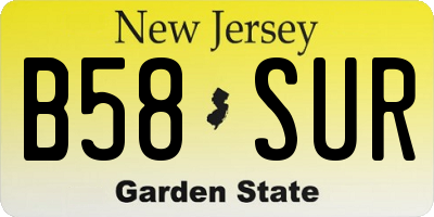 NJ license plate B58SUR