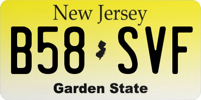 NJ license plate B58SVF
