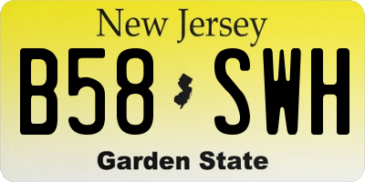 NJ license plate B58SWH
