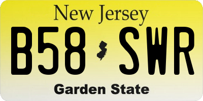NJ license plate B58SWR