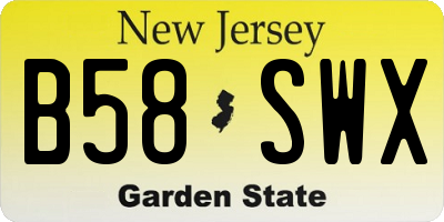 NJ license plate B58SWX