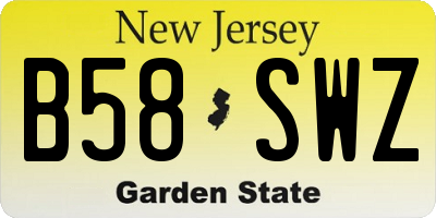 NJ license plate B58SWZ