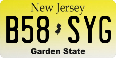 NJ license plate B58SYG
