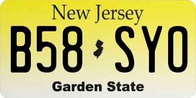 NJ license plate B58SYO