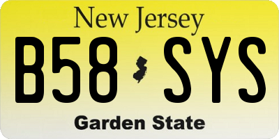 NJ license plate B58SYS