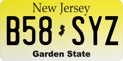 NJ license plate B58SYZ