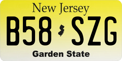 NJ license plate B58SZG