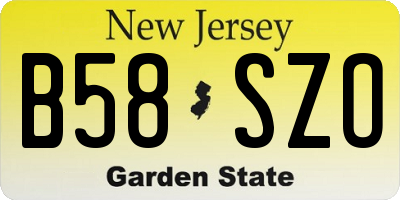 NJ license plate B58SZO