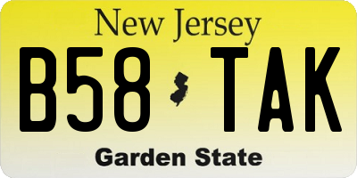 NJ license plate B58TAK