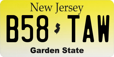 NJ license plate B58TAW