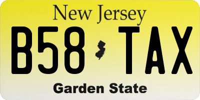 NJ license plate B58TAX