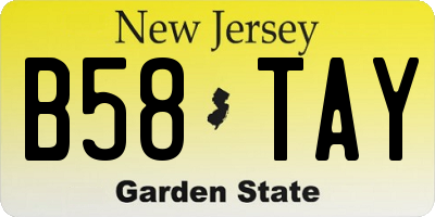 NJ license plate B58TAY