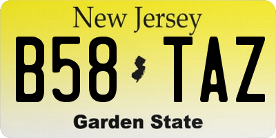 NJ license plate B58TAZ