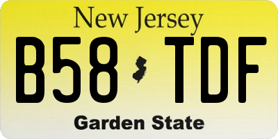 NJ license plate B58TDF