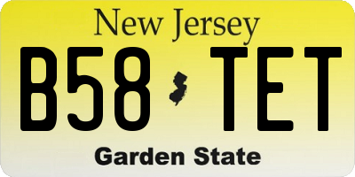 NJ license plate B58TET