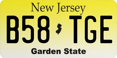 NJ license plate B58TGE