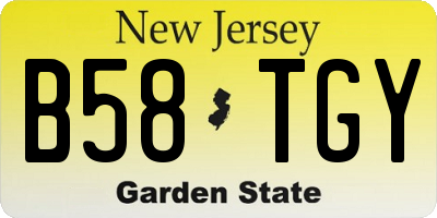 NJ license plate B58TGY