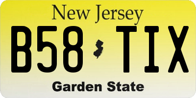 NJ license plate B58TIX