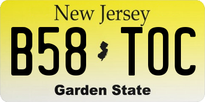 NJ license plate B58TOC