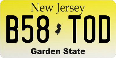 NJ license plate B58TOD