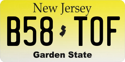 NJ license plate B58TOF