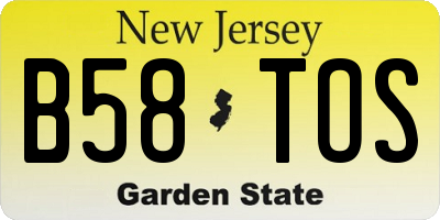 NJ license plate B58TOS