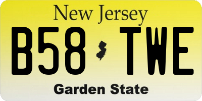 NJ license plate B58TWE