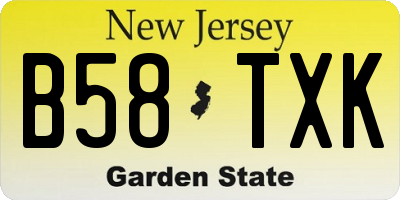 NJ license plate B58TXK