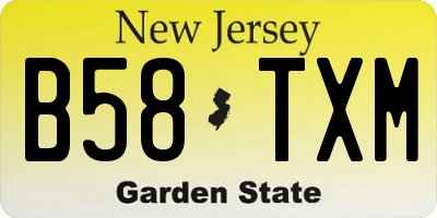NJ license plate B58TXM