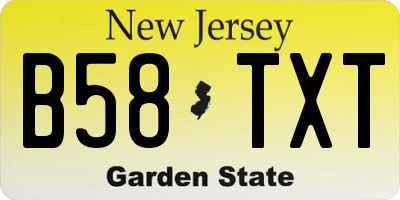 NJ license plate B58TXT