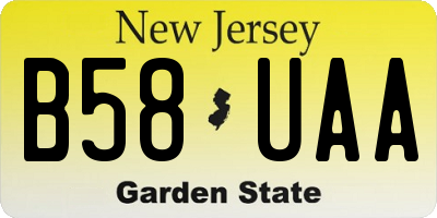 NJ license plate B58UAA