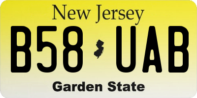 NJ license plate B58UAB