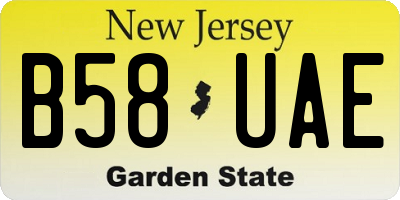 NJ license plate B58UAE
