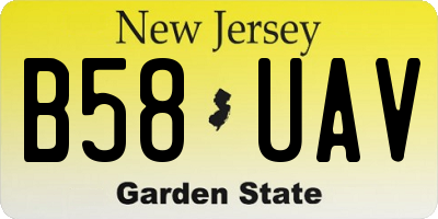 NJ license plate B58UAV
