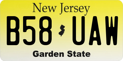 NJ license plate B58UAW