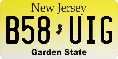 NJ license plate B58UIG