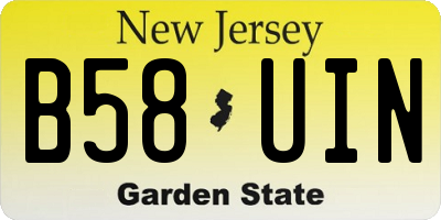 NJ license plate B58UIN