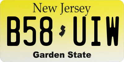 NJ license plate B58UIW