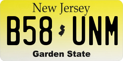 NJ license plate B58UNM